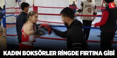 Kadın boksörler ringde fırtına gibi