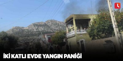 İki katlı evde yangın paniği