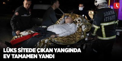 Lüks sitede çıkan yangında ev tamamen yandı