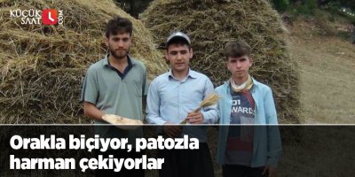 Orakla biçiyor, patozla harman çekiyorlar