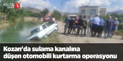Kozan'da sulama kanalına düşen otomobili kurtarma operasyonu