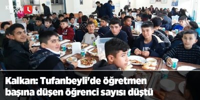 Kalkan: Tufanbeyli'de öğretmen başına düşen öğrenci sayısı düştü