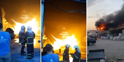 Geri dönüşüm fabrikasında yangın çıktı