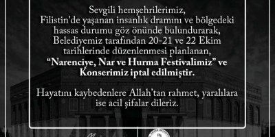 Kozan’da ‘Narenciye, Nar ve Hurma Festivali’ iptal edildi