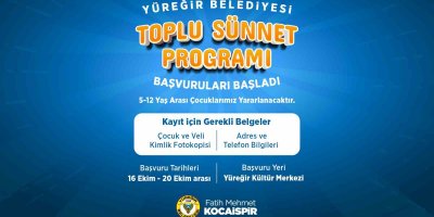 Yüreğir Belediyesi toplu sünnet programı kayıtları başladı
