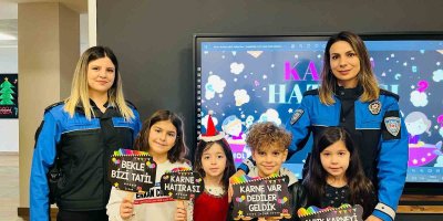 Polis miniklerin karne heyecanına ortak oldu