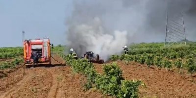 Adana’da traktör yandı