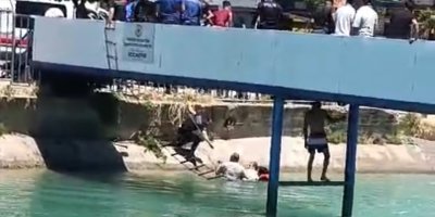 Adana’da polis vatandaş el ele can kurtardı