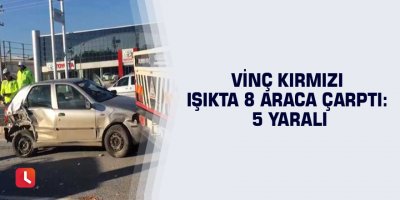 Vinç kırmızı ışıkta 8 araca çarptı: 5 yaralı