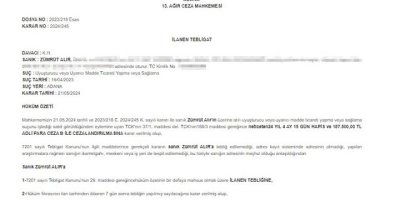 Hükümlüye hapis kararı ilanla tebliğ edildi