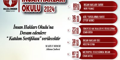 Mazlumder Adana İnsan Haklar Okulu başlıyor
