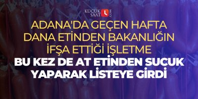 Adana'da geçen hafta dana etinden bakanlığın ifşa ettiği işletme bu kez de at etinden sucuk yaparak listeye girdi