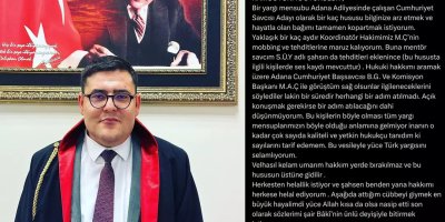 Adana’da sosyal medyadan saatler önce intihar imasında bulunan savcı adayı intihar  etti