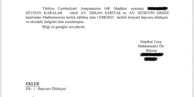 Zeydan Karalar adına Anayasa Mahkemesi’ne bireysel başvuru yapıldı.