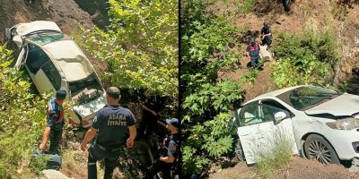 Aladağ'da, otomobil uçuruma yuvarlandı: 2 kişi yaralandı