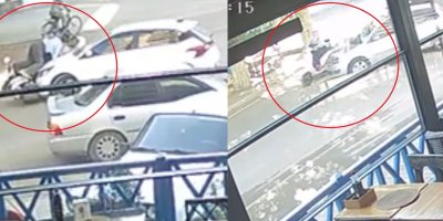 Kaza anları kamerada: Bir ay geçmeden ikinci defa aynı motosikletliye otomobil çarptı