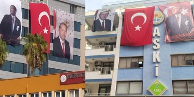 Adana'da 10 Kasım'da Atatürk ile beraber Cumhurbaşkanı Erdoğan posteri asıldı!
