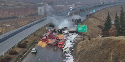 TAG Otoyolu’nda 3 tır çarpıştı: Yol trafiğe kapandı