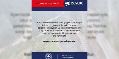 Feke'de taşımalı eğitime 1 gün ara verildi