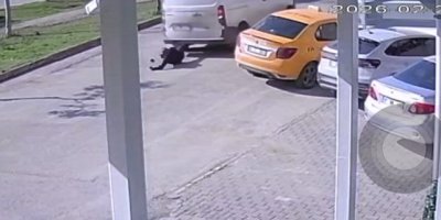 Cep telefonuna bakan yayaya geri manevra yapan panelvan çarptı