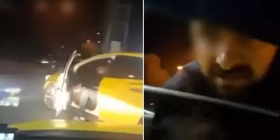 Taksici, meslektaşının önünü kesip tehdit etti