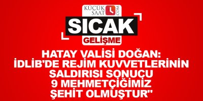 Hatay Valisi Doğan: İdlib'de rejim kuvvetlerinin saldırısı sonucu 9 Mehmetçiğimiz şehit olmuştur"