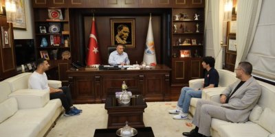 Güngör Geçer, milli karateci Diyar Hasanoğlu’nu ağırladı