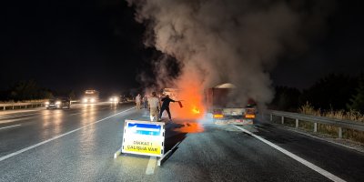 Pozantı-Adana Otoyolu’nda tır yangını: Alevler lastikten çıktı
