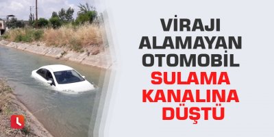 Virajı alamayan otomobil sulama kanalına düştü