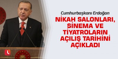 Cumhurbaşkanı Erdoğan nikah salonları, sinema ve tiyatroların açılış tarihini açıkladı