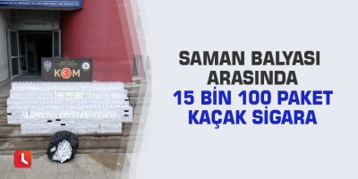 Saman balyası arasında 15 bin 100 paket kaçak sigara