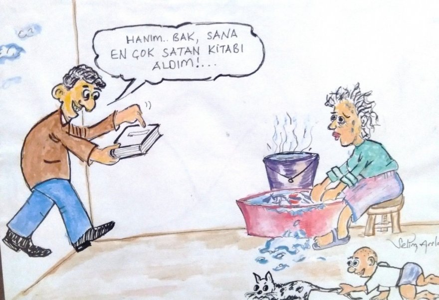 Kütüphane müdürü Arslan 26. karikatür sergisini açtı
