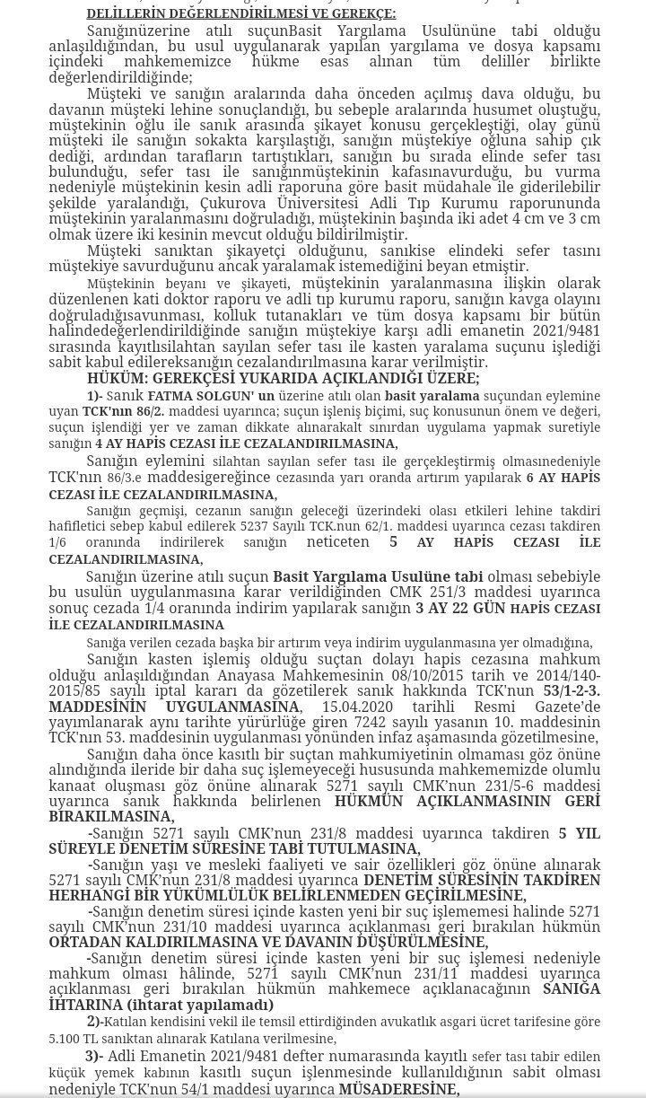 Komşusunu tencereyle yaralayan kadına 3 ay 22 gün hapis cezası