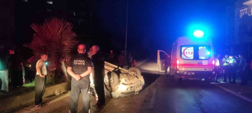 Yayaya çarpmamak için yaptığı manevra ile takla attı