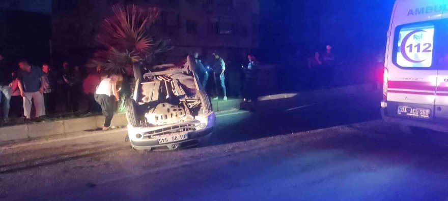 Yayaya çarpmamak için yaptığı manevra ile takla attı