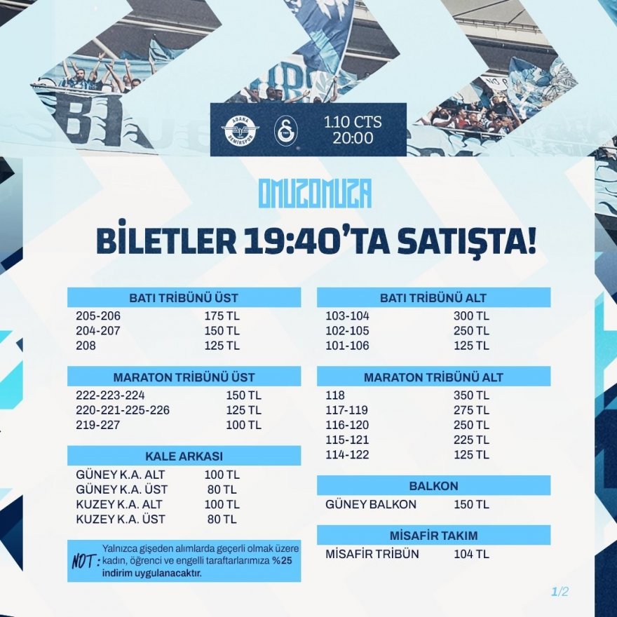 Adana Demirspor Galatasaray’a karşı kapalı gişe oynayacak