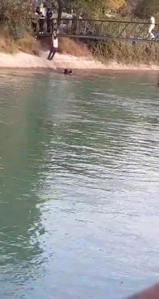 Sulama kanalına düşen kadını vatandaşlar kurtardı