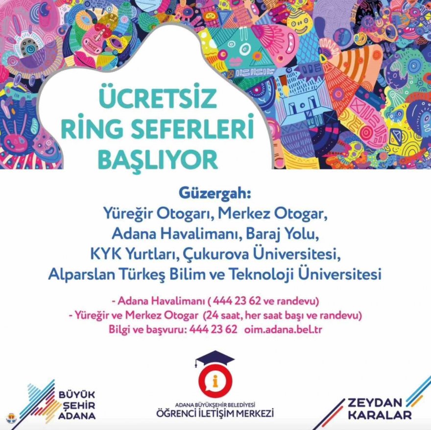 Adana Büyükşehir Belediyesi'nden üniversite öğrencilerine ücretsiz ring seferleri
