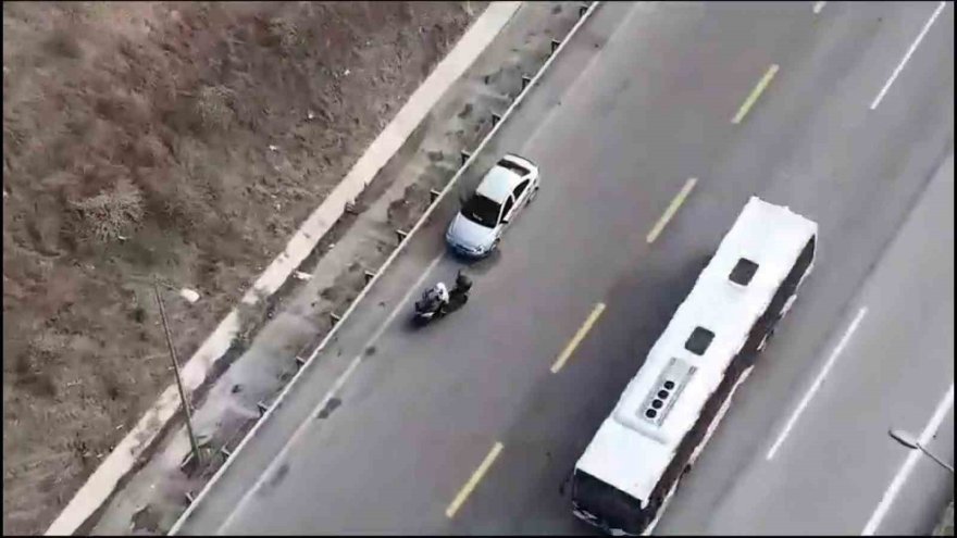 Adana’da sürücülere yönelik dron ile denetim