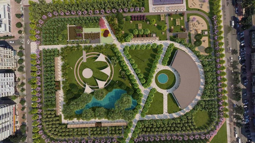 Adana’da 5 Ocak Stadyumu’nun yerinde başlayan Millet Bahçesi’nin yapımı sürüyor