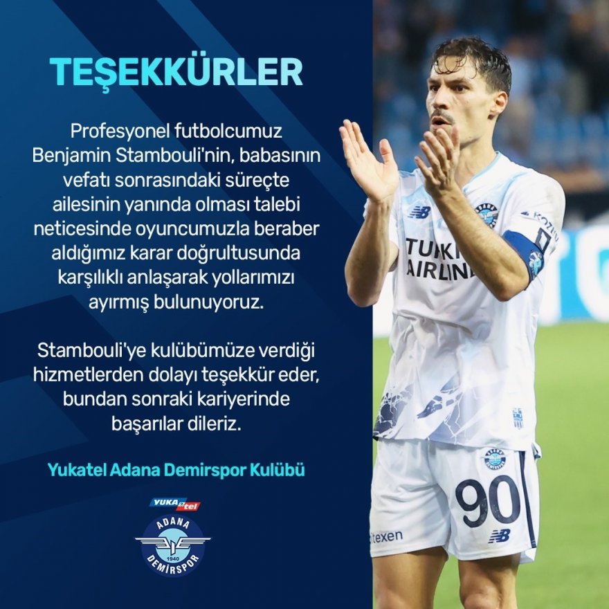 Adana Demirspor Benjamin Stambouli ile yolları ayırdı